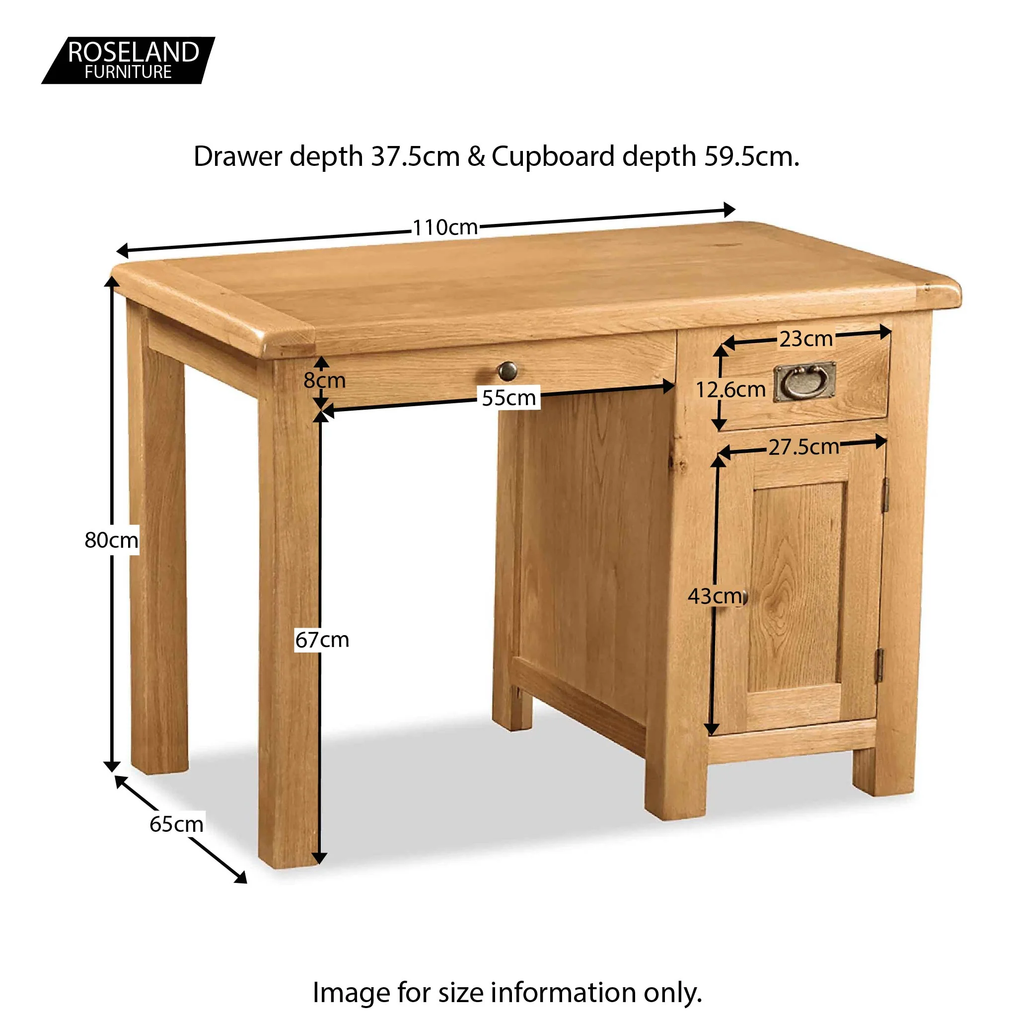 Zelah Oak Small Computer Desk - Image 9