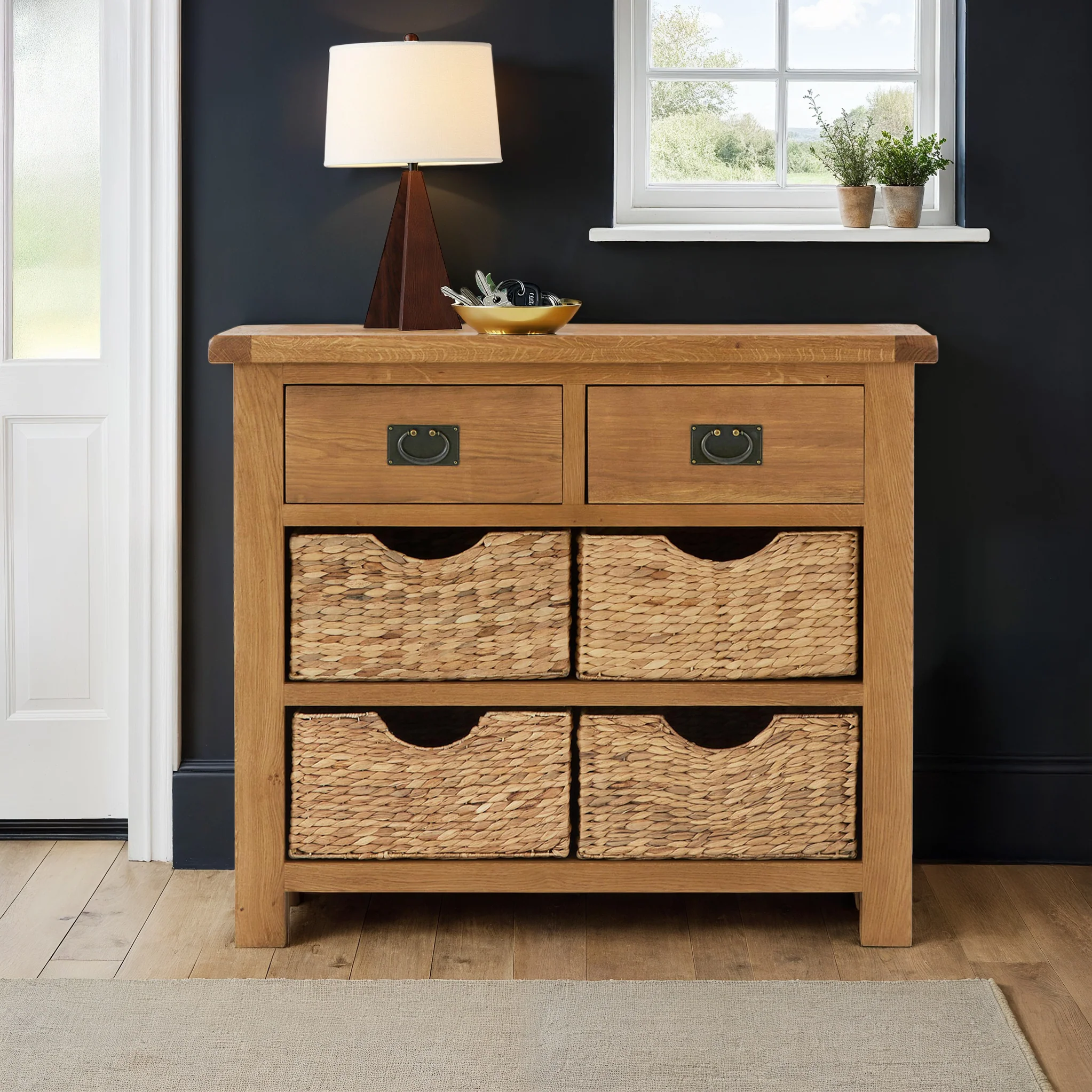 Zelah Oak Small Sideboard with Baskets - Image 2