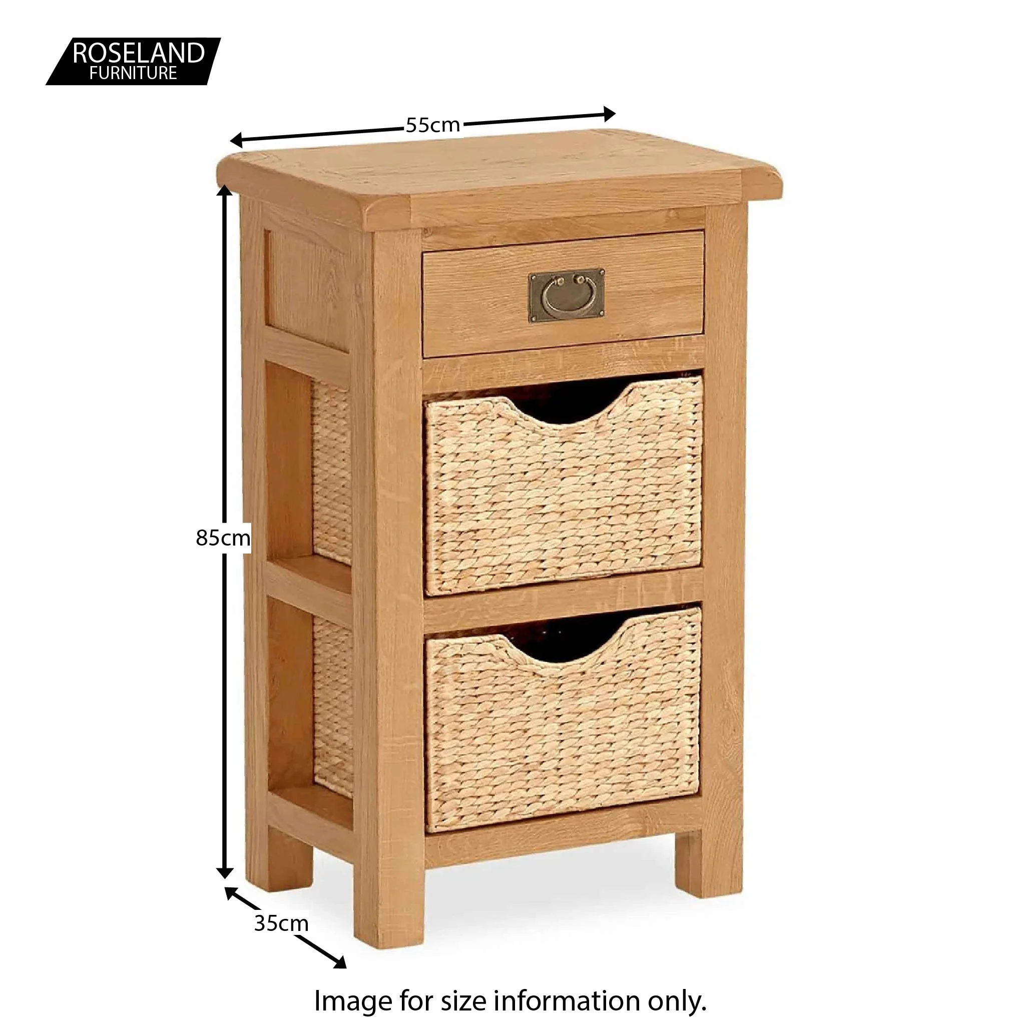 Zelah Oak Telephone Table with Baskets - Image 11