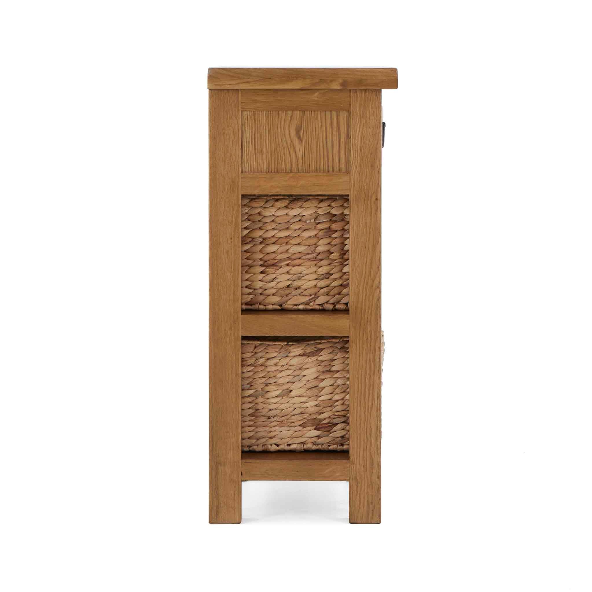 Zelah Oak Telephone Table with Baskets - Image 6