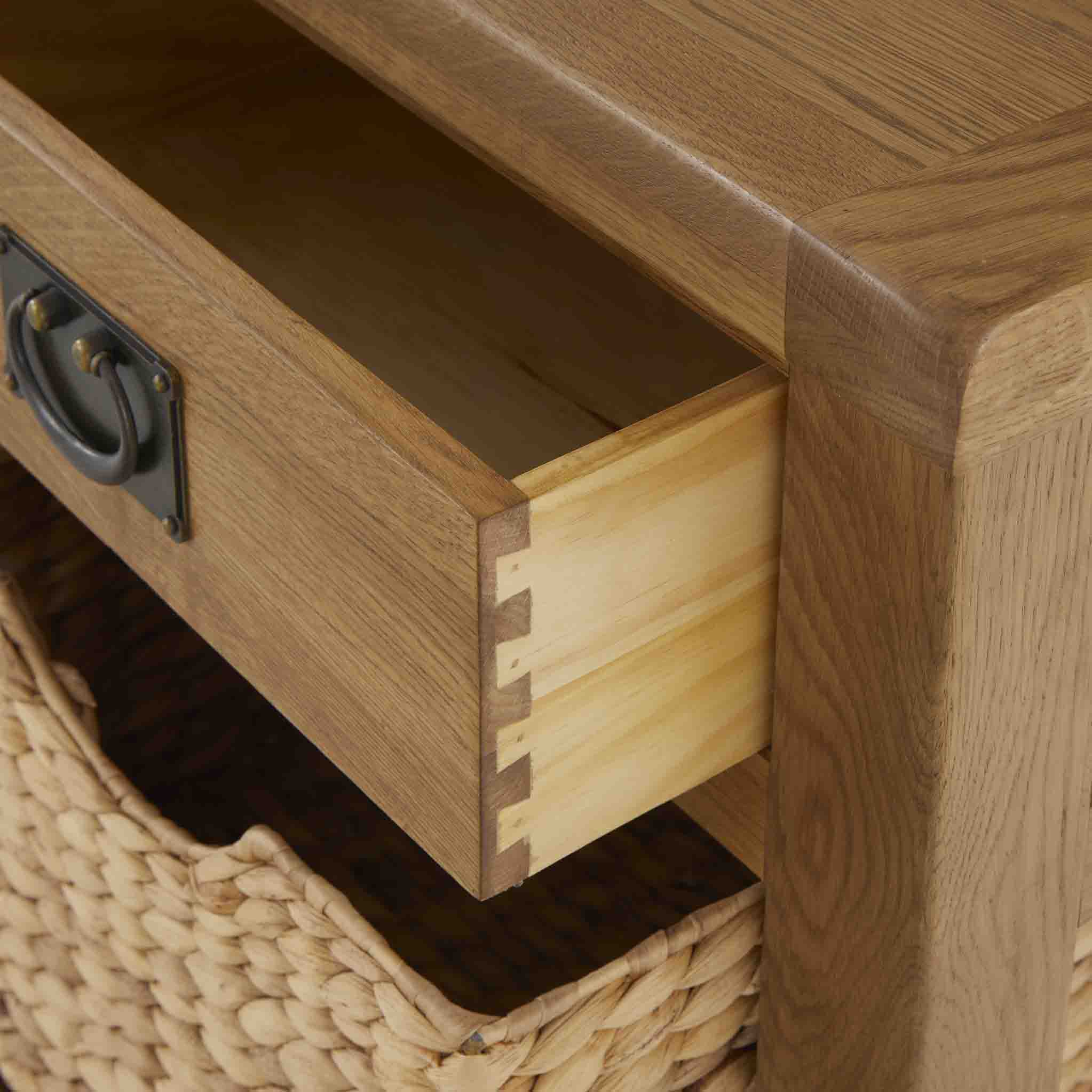 Zelah Oak Telephone Table with Baskets - Image 8